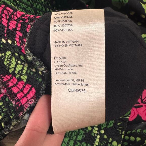 Anthropologie Maeve Saria Smocked Wide-Leg Floral Black Pants Size S - Picture 11 of 12